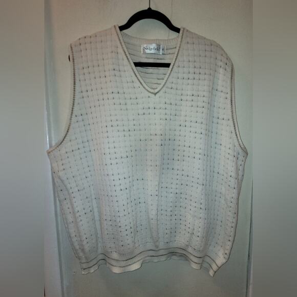 Vintage Sedgefield Mens Sleeveless Vest Size XL Cream & Brown Golf Sweater - Picture 2 of 6